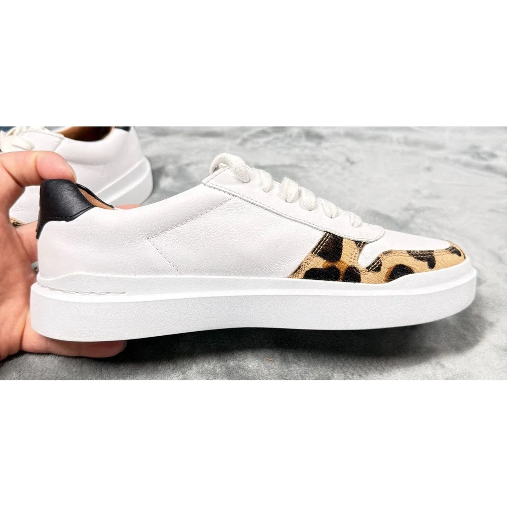 Cole Haan Grand Sneakers Womens 7.5 White Leopard Calf Hair Platform